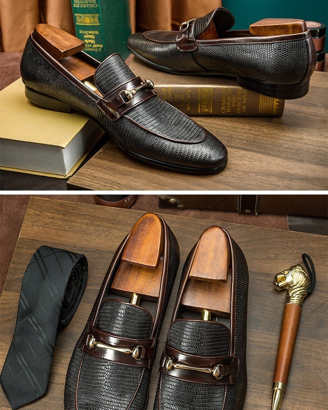 Cowhide Snake Pattern Men's Business Casual