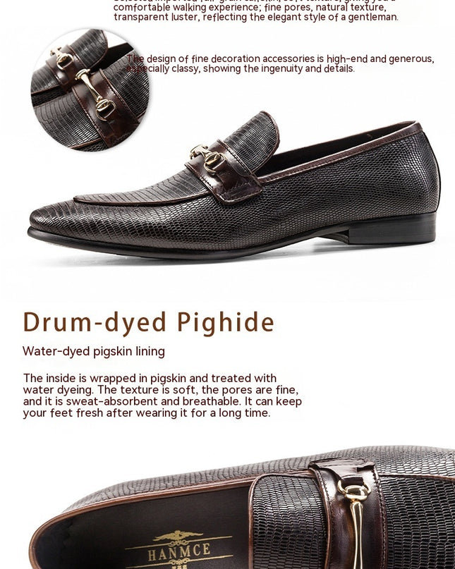Cowhide Snake Pattern Men's Business Casual