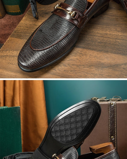Cowhide Snake Pattern Men's Business Casual