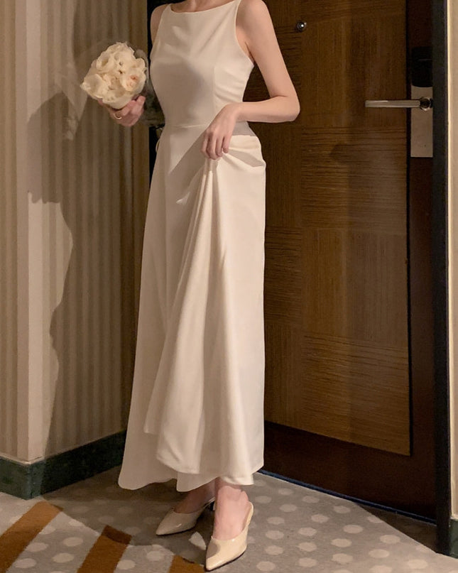 Off-shoulder Sleeveless Waist Slimming Dress