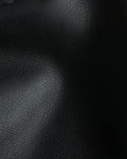 Black Buckle Washed Leather Shorts For Women