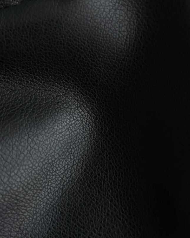 Black Buckle Washed Leather Shorts For Women