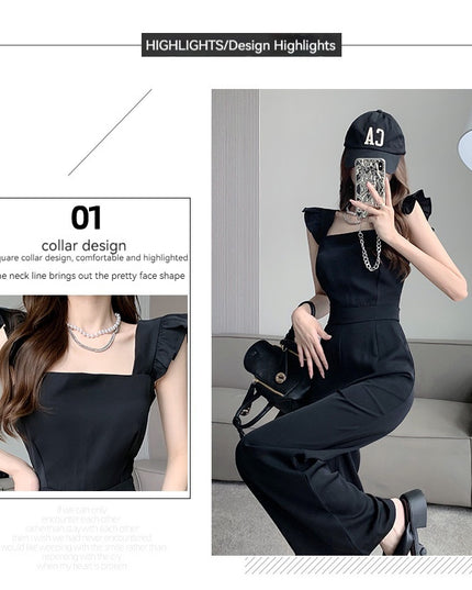 Mushroom Edge Temperament Sleeveless Jumpsuit With A Drooping Feeling And Wide Leg Pants