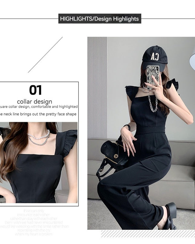 Mushroom Edge Temperament Sleeveless Jumpsuit With A Drooping Feeling And Wide Leg Pants