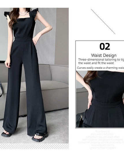 Mushroom Edge Temperament Sleeveless Jumpsuit With A Drooping Feeling And Wide Leg Pants