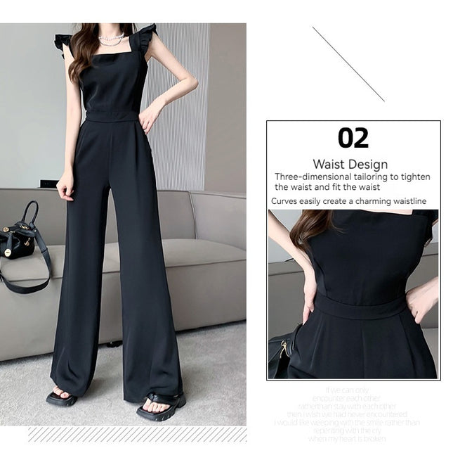 Mushroom Edge Temperament Sleeveless Jumpsuit With A Drooping Feeling And Wide Leg Pants