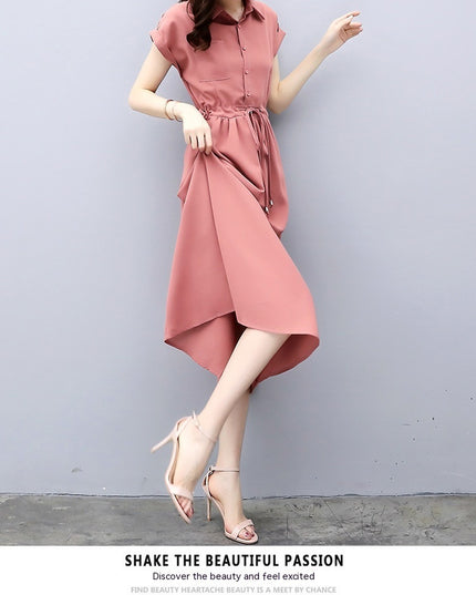 Waist-tight Slimming Elegant Long Dress Casual Polo Shirt Skirt