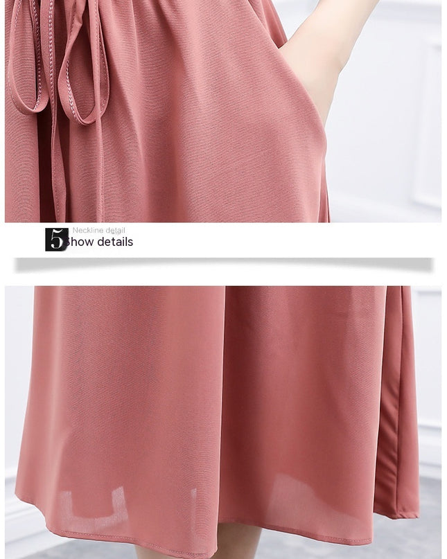 Waist-tight Slimming Elegant Long Dress Casual Polo Shirt Skirt
