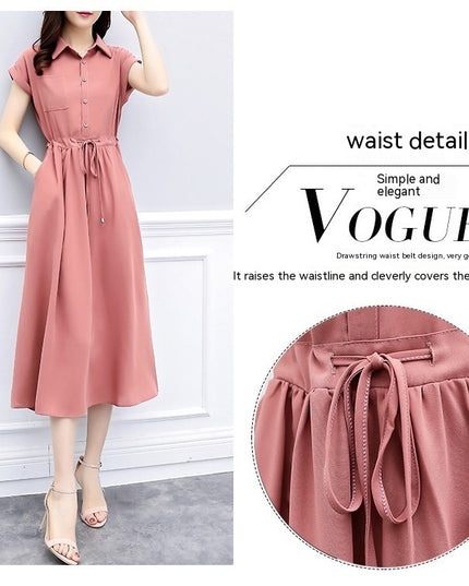 Waist-tight Slimming Elegant Long Dress Casual Polo Shirt Skirt