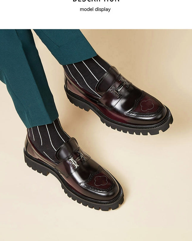 Slit Beads Matte Craft Leather Shoes Men