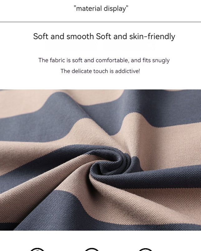 Men's Polo Shirt Short-sleeved Lapel T-shirt 2024 Striped Business Casual Lead Basic All-matching