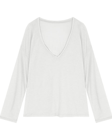 Women's Slim-transparent V-neck Long-sleeved Loose Sun Shield Casual Top