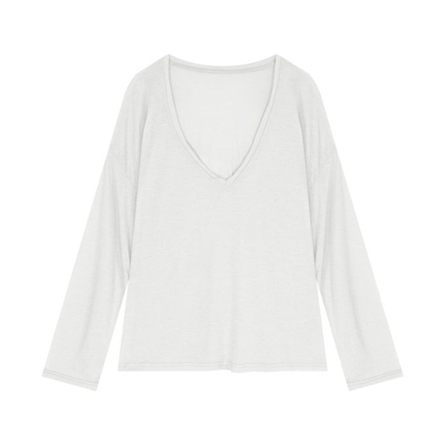 Women's Slim-transparent V-neck Long-sleeved Loose Sun Shield Casual Top