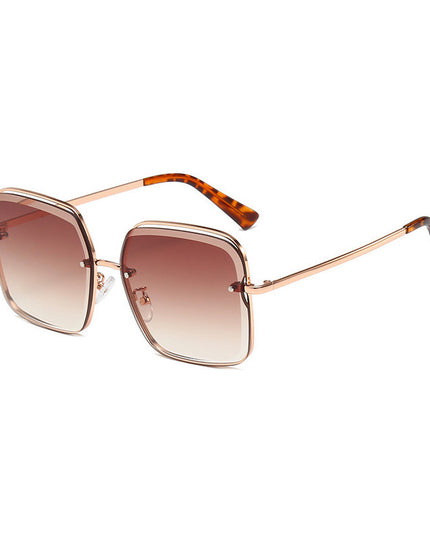 Rimless cut square sunglasses for women