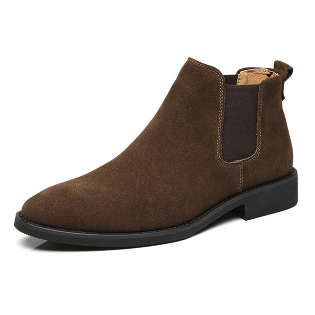 Men's leather pointed toe high-top boots
