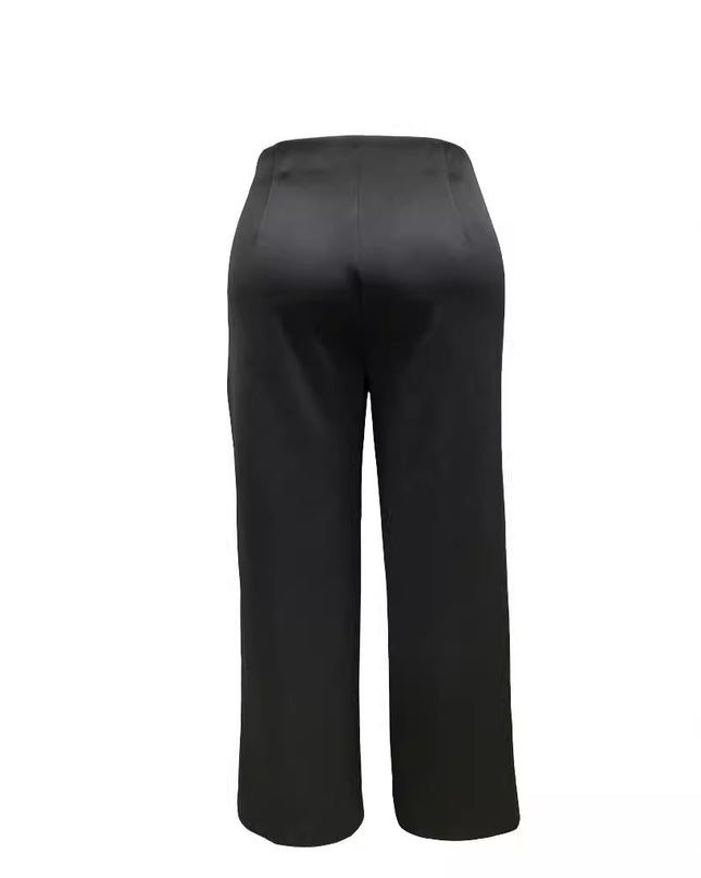 Plus Size Women's Casual Tight Straight-leg Trousers