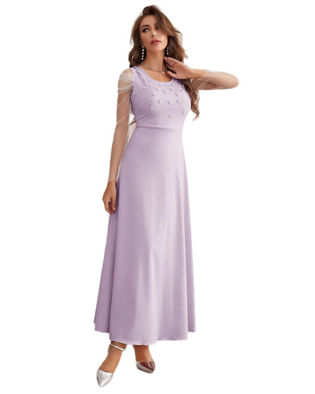 Fashion Elegant Mesh Sleeves Women's Dress