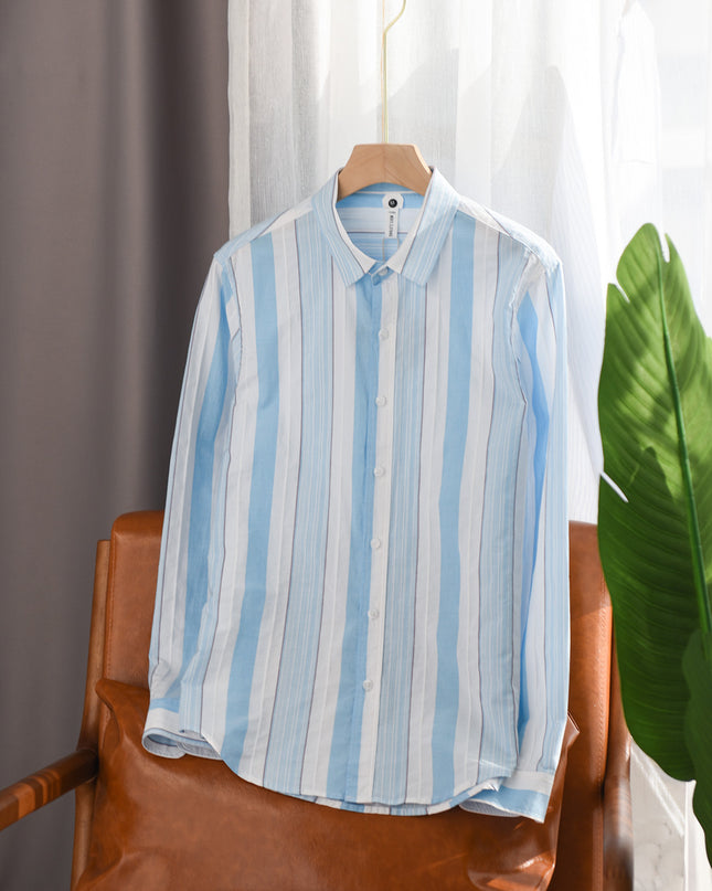 Extremely Hemp JapaneseStriped Casual Long-sleeved Shirt For Men