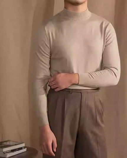 Soft Glutinous Skin-friendly Wool Mock Neck Sweater Gentleman