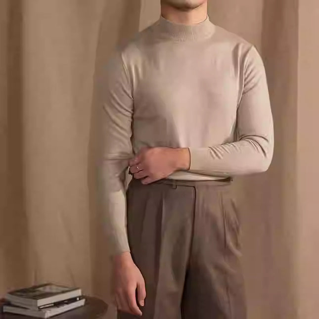 Soft Glutinous Skin-friendly Wool Mock Neck Sweater Gentleman