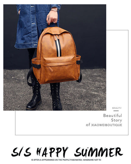 Men and women pu leather backpack