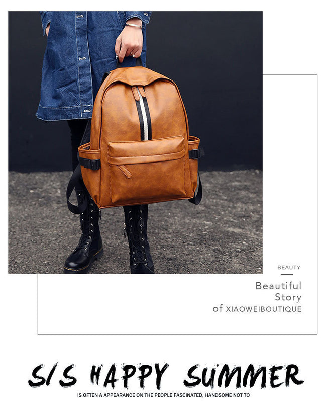 Men and women pu leather backpack