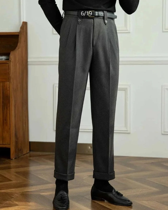 Straight High-waist Casual Trousers
