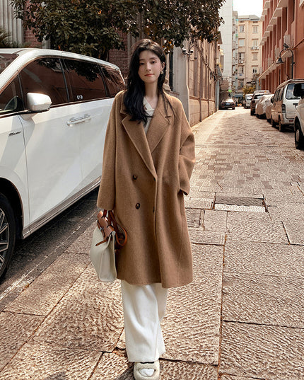 Alpaca Fleecefiber Woolen Overcoat For Women