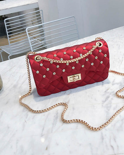 Diamond Chain One-Shoulder Diagonal Small Square Bag