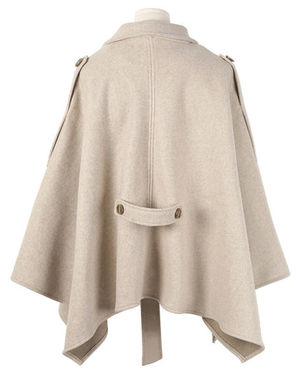 Lace-up Shawl Cape Thickened Coat Woolen