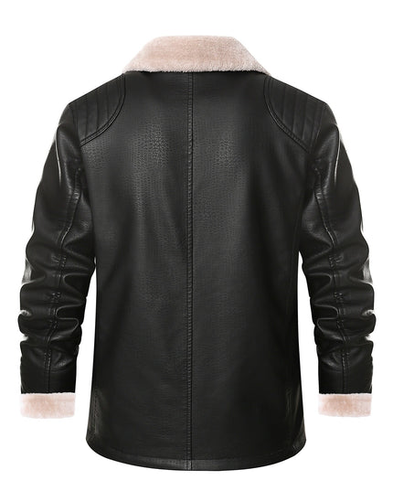 Thick Fleece Fur Integrated Warm Suit Leather Label Leather Jacket Coat