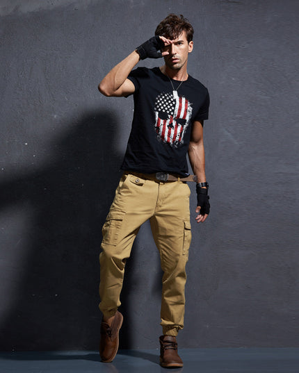 Men's slim solid color trousers
