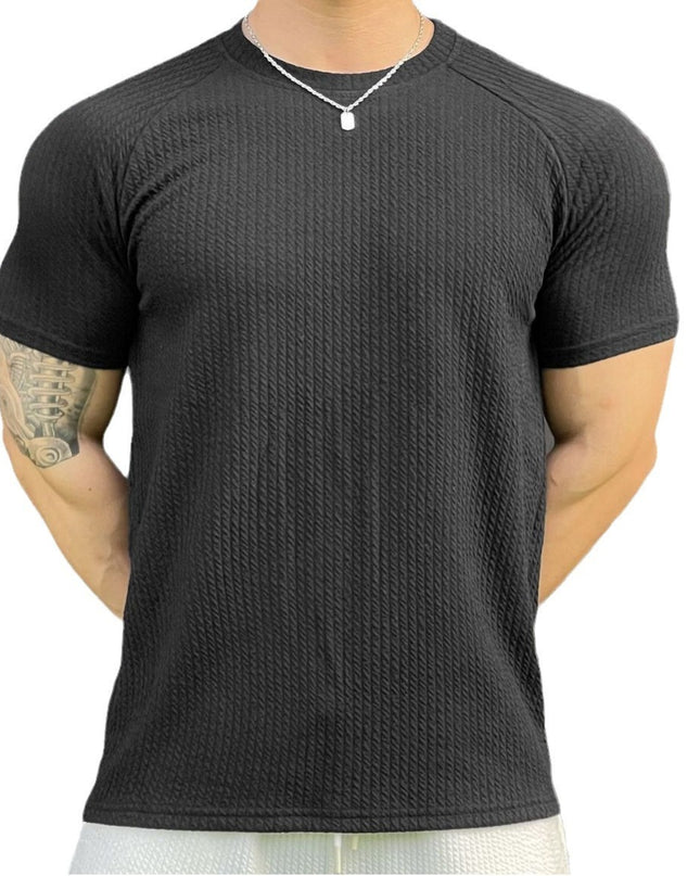 Summer Men's Snake Pattern Short Sleeve Solid Color Casual T-shirt