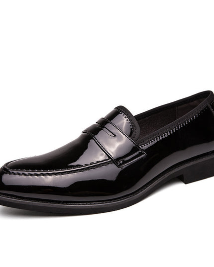 Business Casual Leather Shoes Men's Patent Leather Shiny Side Pedal Lazy