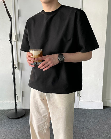 Men's Fashion Loose Round Neck Drawstring Bodysuit Top