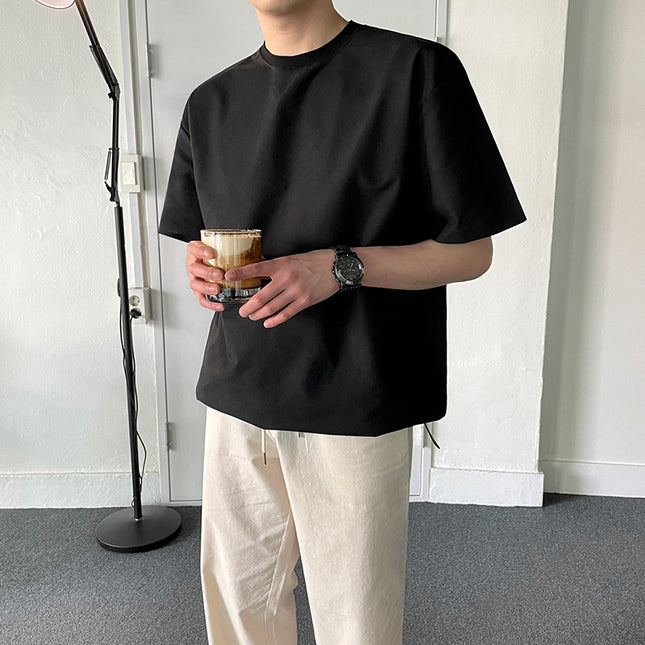 Men's Fashion Loose Round Neck Drawstring Bodysuit Top