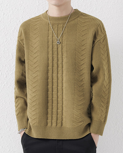 New Men's Round Neck Knitted Sweater