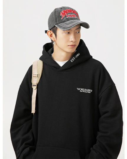American Retro Hooded Sweater Men's Autumn Puff Print Coat