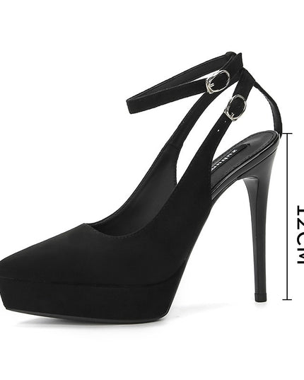 Waterproof Platform Suede Pointed Stiletto Heel High Heels