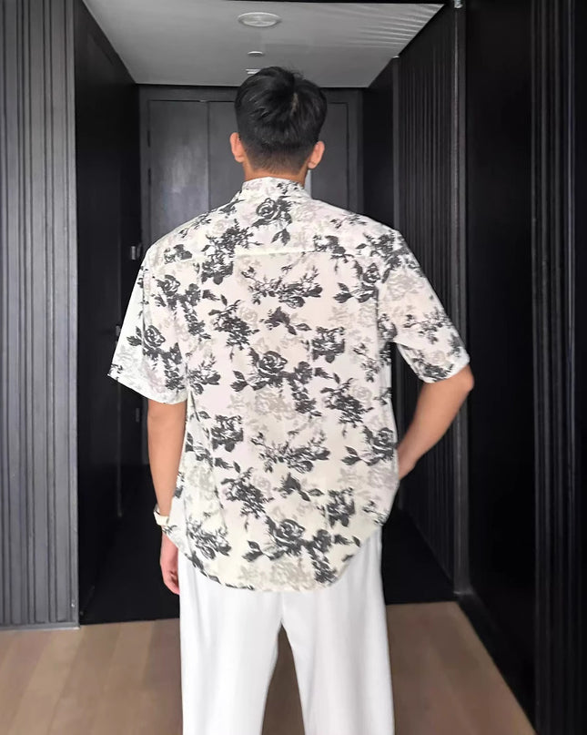 Vacation Style Loose Casual Pendant Short Sleeve Printed Shirt