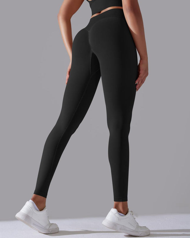 Women's Seamless Knitted Solid Color High Waist Tight Pants
