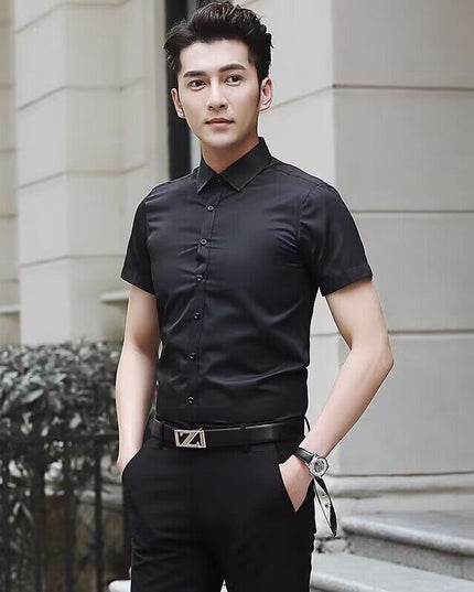White Shirt Men's Long Sleeve Slim Fit All-match Solid Color