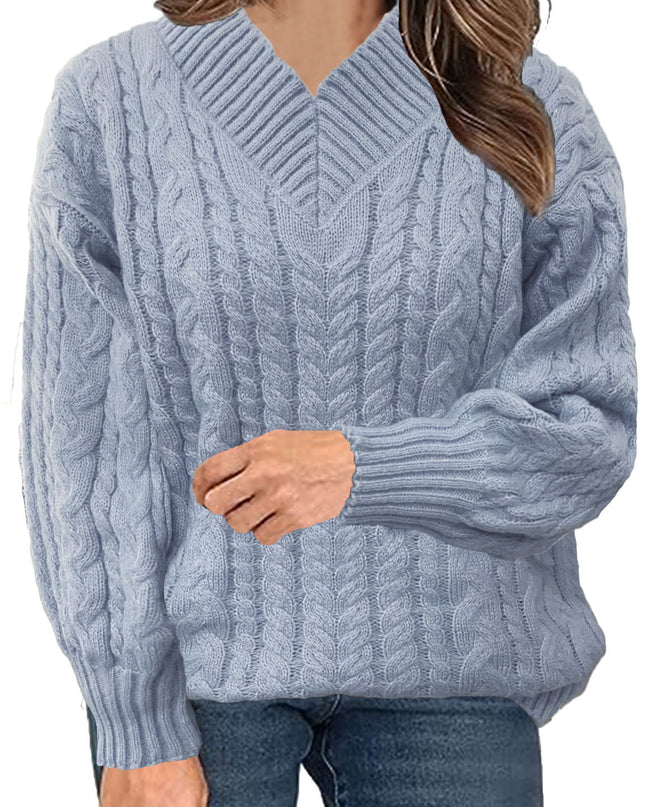 Women's Autumn And Winter New Long-sleeved Knitted V-neck Pullover Sweater