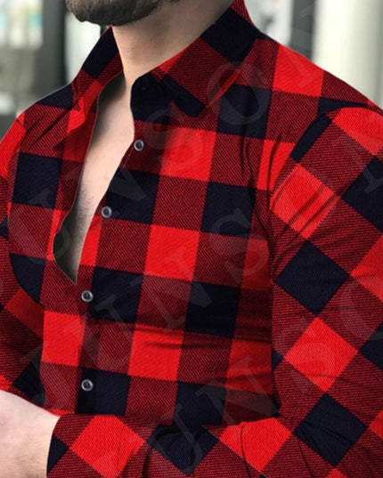 European And American Men's Long-sleeved Shirt Printing
