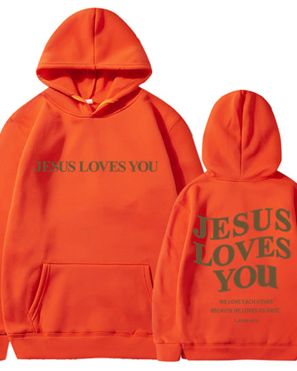 Brushed Hoody Back Letter Print Hooded Sweater