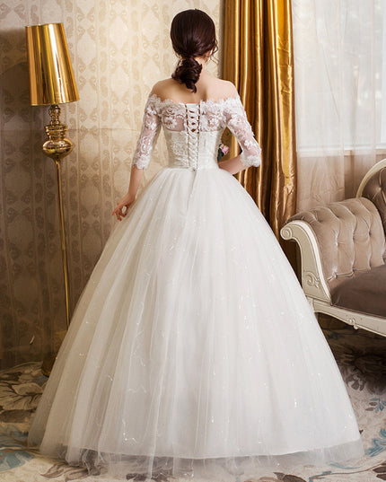 One-shoulder lace slim skirt