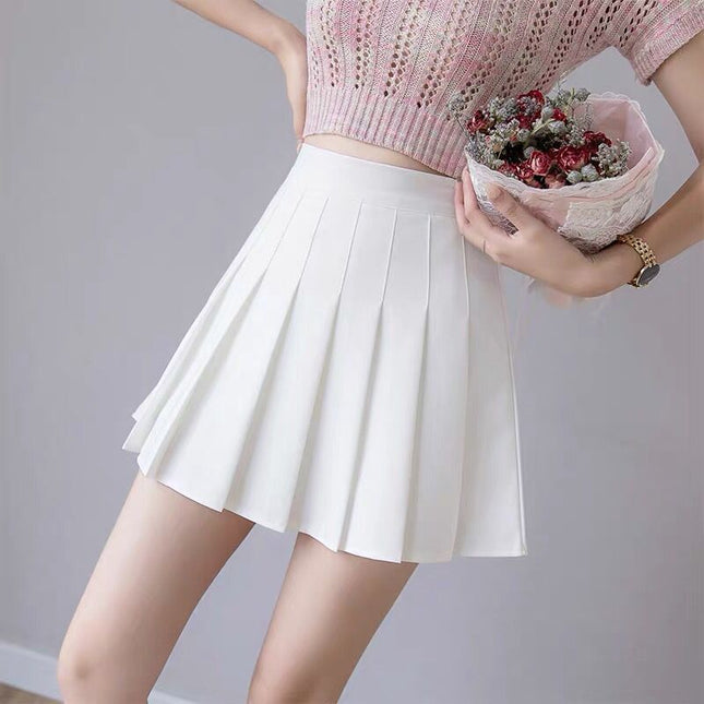 Pleated Skirt Solid Color High Waist Skirt For Women Summer