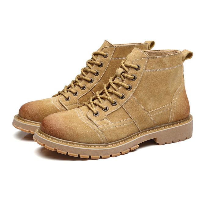 Leather high-top tooling shoes