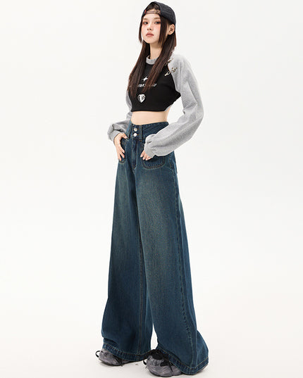 New Simple High Waist Casual Straight-leg Jeans For Women