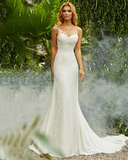 Retro round neck sexy little tail bridal wedding dress